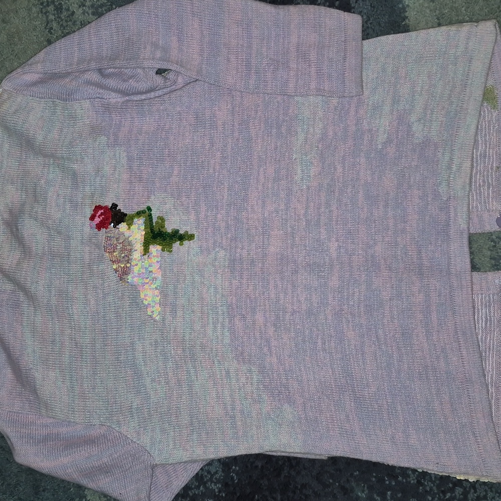 Vintage Storybook Knits Pastel Sequin Cardy..size 1x - Picture 5 of 7